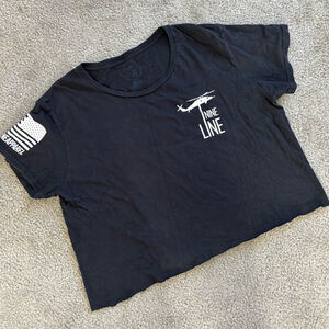 VGUC Nine Line Women’s Blessed Are The Peacemakers Blue Line Crop Top